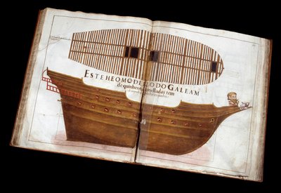 海軍建築：マヌエル・フェルナンデスの建築論文集（Livro de Tracas de Carpintaria）のページ：船の切断 作： Portuguese School