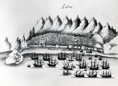 アデンへのポルトガル人の攻撃、ガスパルコレイアによるインドの伝説のイラスト、1858年頃 作： Portuguese School