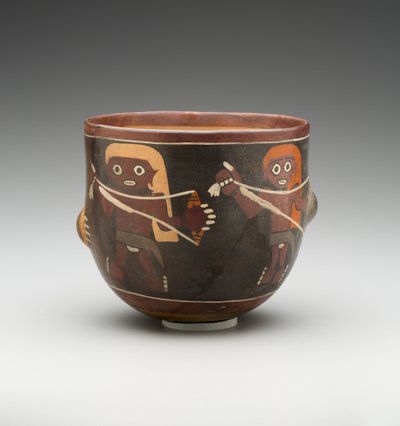 男性スピニング（塗装テラコッタ）で飾られたボウル 作： Pre Columbian Pre Columbian