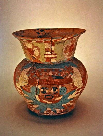 装飾付き花瓶、テオティワカン文化（陶器 作： Pre Columbian Pre Columbian
