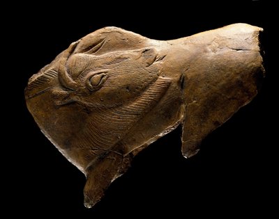 立ち上がるバイソン（ドルドーニュ地方のマドレーヌのシェルターから出土したトナカイの木の彫刻。紀元前11000年) 作： Prehistoric Prehistoric