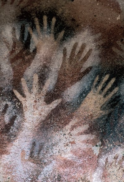 手の洞窟（Cueva de las Manos）、サンタ・クルス、アルゼンチン、新石器時代（フレスコ画 作： Prehistoric Prehistoric