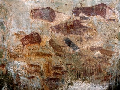 紀元前3千年頃のサン族の洞窟画 作： Prehistoric Prehistoric