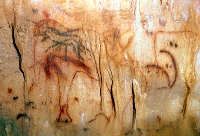 先史時代 : 負傷した男 (岩絵) 作： Prehistoric Prehistoric