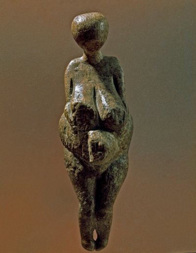 先史時代：コステンキ（ヴォロネジ州）の遺跡から出土したグラヴェット人女性の像。紀元前30000〜25000年 上層旧石器時代、石器時代。サンクトペテルブルク、ピョートル大帝人類学・民族学博物館、ロシア 作： Prehistoric Prehistoric