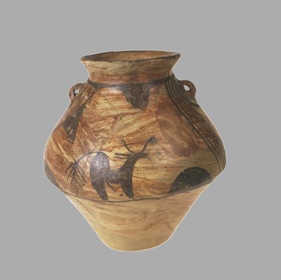 動物相絵画のアンフォラ、紀元前3800〜3600年 作： Prehistoric Russian Culture