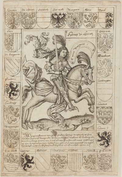 馬に乗ったオーストリア公マクシミリアン 作： Primary Master of the Strassburg Chronicle