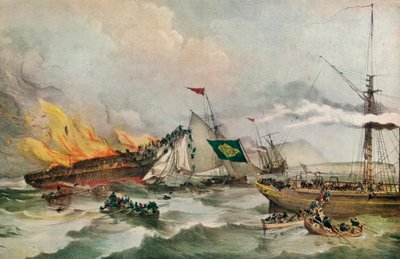 「海の君主の燃焼」、c1848 作： Prince de Joinville Francois d