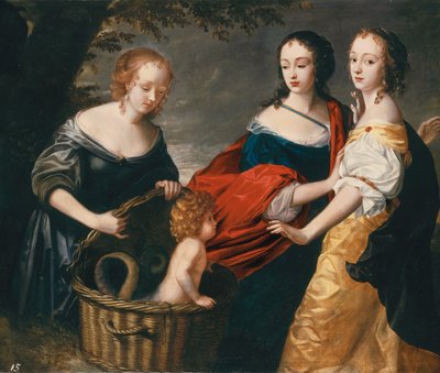 エリクトニウスの発見としての3人の女性と子供の寓話的な肖像画 作： Princess Louise Hollandine of the Rhine