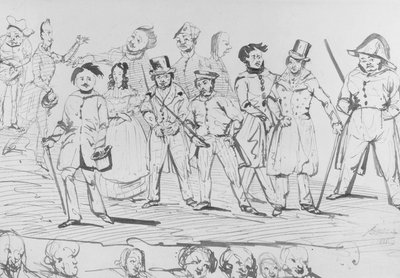 オノレドゥバルザック（1799〜1850年）と「ラコメディフマーネ」の登場人物、1838年 作： Prosper Merimee