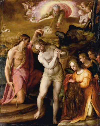 キリストのバプテスマ（帆布に油彩） 作： Prospero Fontana