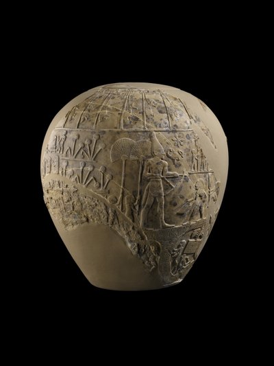 スコーピオンキングのメイスヘッド、紀元前3100〜3000年（石灰岩） 作： Protodynastic Period Egyptian