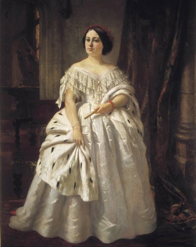 ラマドリッド、テオドラ (1821-1886)。 スペインの女優（キャンバスに油彩） 作： Prudent Louis Leray
