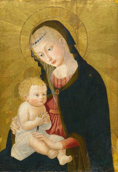 マドンナとチャイルド、1445年以降（パネルにテンペラと金箔） 作： Pseudo Jacopino di Francesco