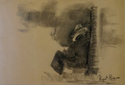 スケッチ、ナルシス・プゲ・リケル、木炭画、プゲ美術館、カン・ローディスの貴族の家、ダルト・ビラ、イビサ島、スペイン、バルアリク諸島 作： Puget Riquer