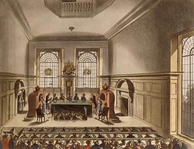 アッカーマンの「ロンドンの小宇宙」の宝くじ抽選、クーパーズホール 作： Pugin and Rowlandson