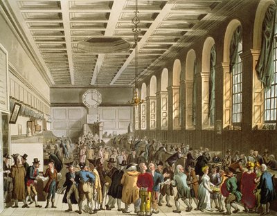 アッカーマンの「ロンドンの小宇宙」からの税関、長い部屋 作： Pugin and Rowlandson