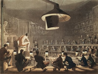 リチャードバンクスハラデン（1778-1862）（アクアチント）によって刻まれたロイヤルアカデミーでの生活からの描画 作： Pugin and Rowlandson