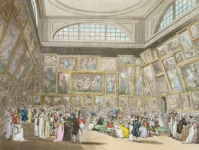 「ロンドンのアッカーマンの小宇宙」からのサマセットハウスの展示室、1808（アクアチント色） 作： Pugin and Rowlandson