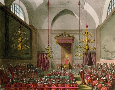 アッカーマンの「ロンドンの小宇宙」からの貴族院 作： Pugin and Rowlandson