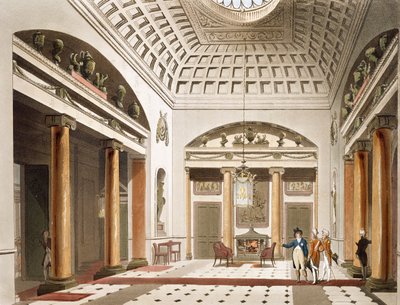 ホール、カールトンハウス、アッカーマンの「ロンドンの小宇宙」から 作： Pugin and Rowlandson