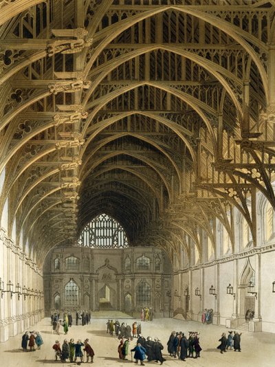 J.ブラック（fl.1791-1831）パブによって刻まれたウェストミンスターホール。 R.アッカーマン作、1809年（着色アクアチント） 作： Pugin and Rowlandson