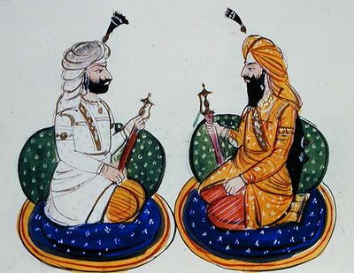サーダー・シャー・シン・アタリワラとマハラジャ・シャー・シン・アタリワラ 1890年頃（水彩・紙） 作： Punjabi School