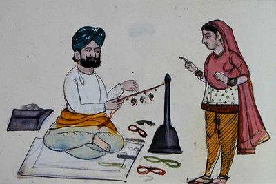 シルク・ブレイド・メーカー 1890年頃 （水彩・紙） 作： Punjabi School