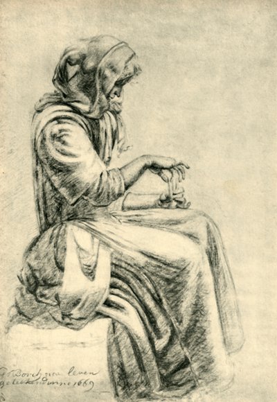 トランプを持って座っている女性、1669 年、1943 年。 作： Pupil of Gerard ter Borch II