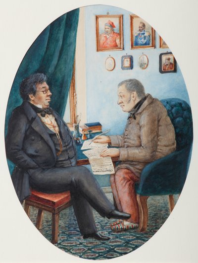 Faddey Venediktovich Bulgarin and Nikolay Ivanovich Gretsch、1849 作： Pyotr Andreyevich Karatygin