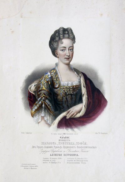Tsarevich Alexei Petroの妻、ブランズウィック・ヴォルフェンビュッテル1694-1715のシャーロット王女の肖像 作： Pyotr Fyodorovich Borel