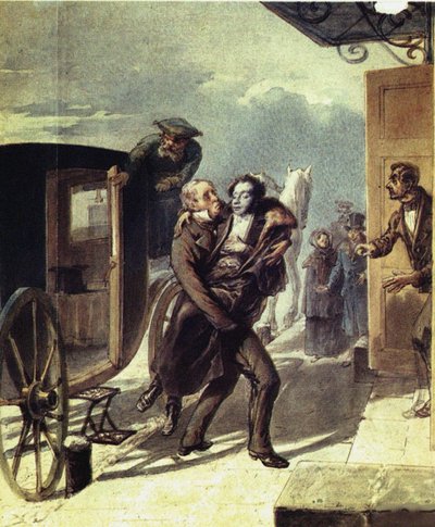 決闘後のプーシキン、1855 作： Pyotr Fyodorovich Borel