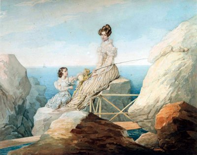 アレクサンドラ・フョードロヴナ皇后とロシアの大公女マリア・ニコライエフナ、1820年代。 作： Pyotr Fyodorovich Sokolov