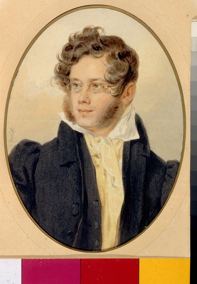 Portrait du Prince Piotr Andreievitch Viazemski (Pierre Wiazemsky) (1792-1878)、poete russe (詩人王子ピョートル A. ヴィアゼムスキーの肖像)。 Oeuvre de Pyotr (Piotr) Fyodorovich Sokolov (Pierre Sokolov) (1791-1848) 作： Pyotr Fyodorovich Sokolov
