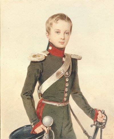 皇太子アレクサンドル・ニコラエヴィッチの肖像1818-1881、1828 作： Pyotr Fyodorovich Sokolov