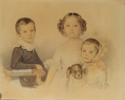 ランスコイの子供たちの肖像、1839 作： Pyotr Fyodorovich Sokolov