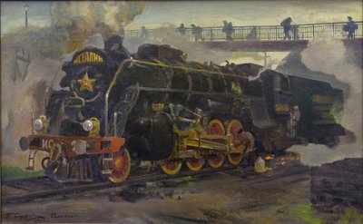 機関車 IS20 par Smukrovich、Pyotr Iosifovich (1878-1942)。 キャンバスに油彩、サイズ：55x89 作： Pyotr Iosifovich Smukrovich