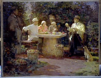イワン・ウラジーミロビッチ・ミッチューリン（1855-1935）への訪問者 作： Pyotr Ivanovich Kotov