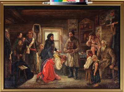 結婚前 - ピョートル・イワノビッチ・ツェレブロフスキー (1859-1921) の絵画、キャンバスに油彩、1900 年頃、ロシア美術 作： Pyotr Ivanovich Tselebrovski