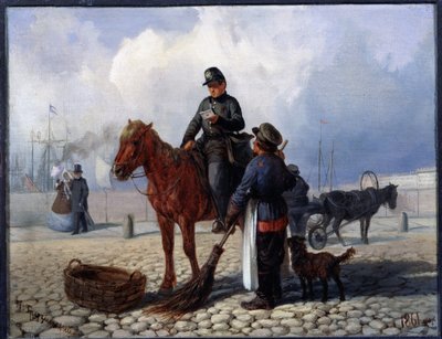 郵便配達員（ポストマン）。 Pyotr Nikolayevich Grusinsky (1837-1892) の絵画、キャンバスに油彩 作： Pyotr Nikolayevich Grusinsky