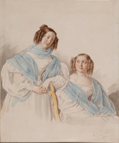 シスター伯爵夫人の肖像 Antonina Dmitrievna 1813-1891 und Lidia Dmitrievna 1815-1882 Blud 作： Pyotr Petrovich Sokolov