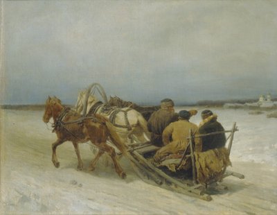 冬のトロイカ、1880年代 作： Pyotr Petrovich Sokolov