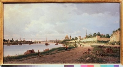Pskov (Russia) (Pskov) - Pyotr Petrovich Vereshchagin (Pyotr Vereshchagin) (1836-1886) による絵画、キャンバスに油彩 作： Pjotr ​​​​Petrowitsch Wereschtschagin