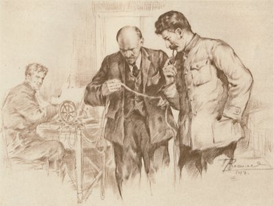 ダイレクトワイヤーでのレーニンとスターリン、1918年、1939年。 作： Pyotr Vasilyev