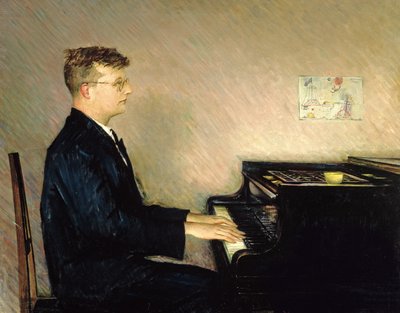 ドミトリー・ショスタコーヴィチの肖像 (1906-75) 1947 (キャンバスに油彩) 作： Pyotr Vladimirovich Willyams