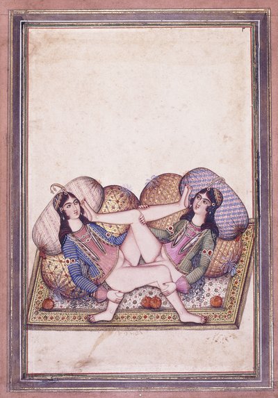 19世紀半ばのエロティックなシーン 作： Qajar School