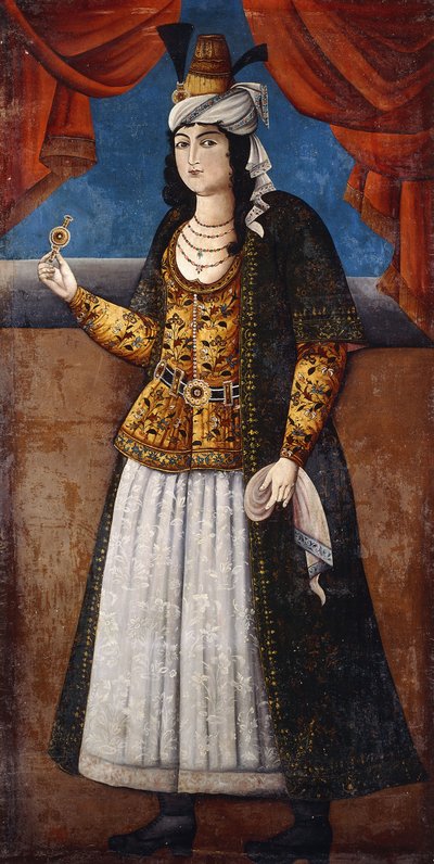 女性の肖像、c。 1850 作： Qajar School