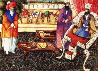 ソロモン、シバの女王から贈り物を受け取る、1863年頃 作： Qajar School
