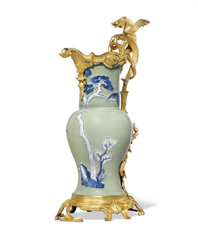 ルイ15世の一対の磁器の1つ、磁器1662-1722は、c.1745-49（オルモルに取り付けられた磁器）をマウントします。 作： Qing Dynasty   Kangxi Period Chinese School