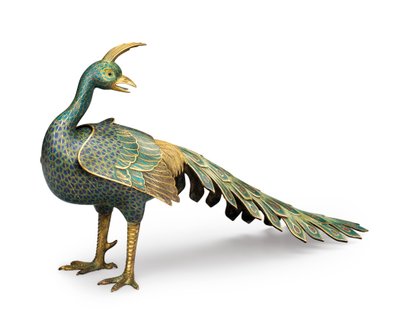 七宝焼の孔雀形の香炉 作： Qing Dynasty   Qianlong Period Chinese School